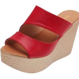 Red sandals wedges 5.5M